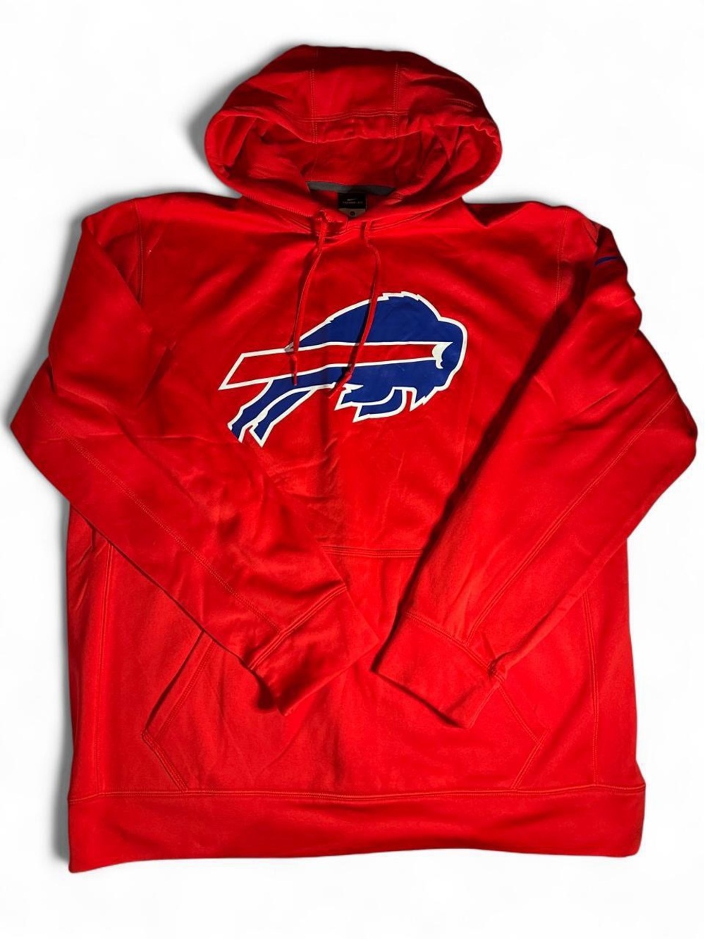 Nike Men's Red Hoodie with Blue Buffalo Logo